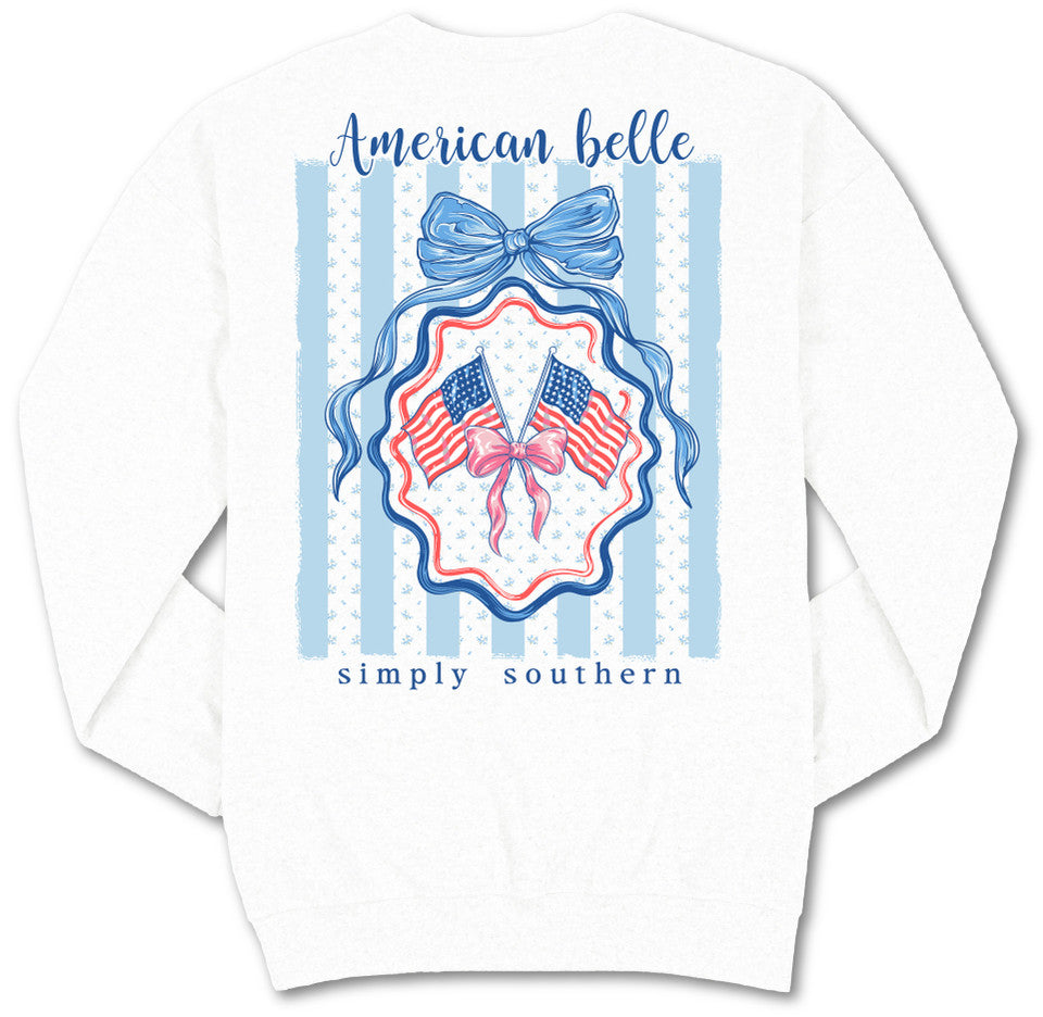 Simply Southern American Belle Long Sleeve Crew Sweatshirt - SimplyCuteTees