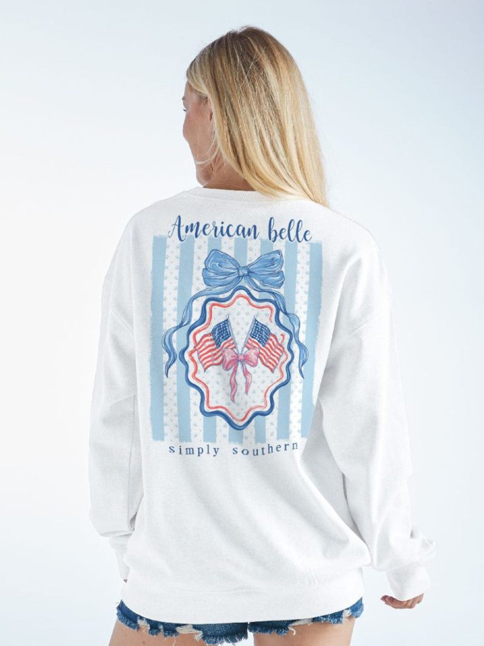 Simply Southern American Belle Long Sleeve Crew Sweatshirt - SimplyCuteTees