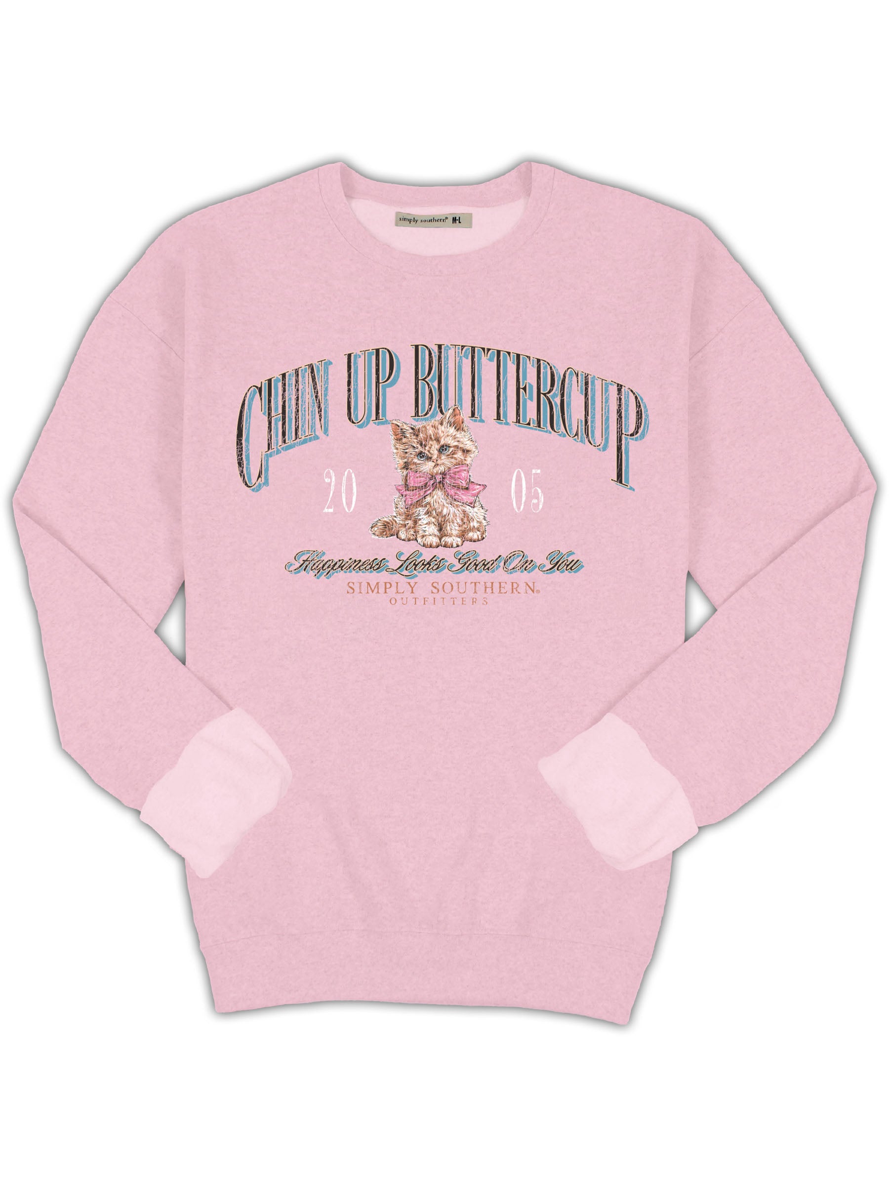 Simply Southern Chin Up Cat Long Sleeve Crew Sweatshirt - SimplyCuteTees