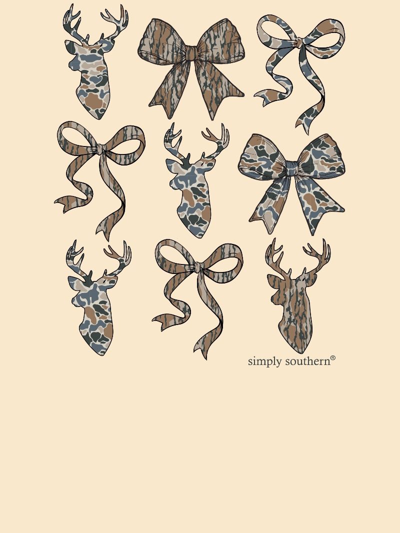 Simply Southern Deer Camo Bow Long Sleeve Crew Sweatshirt