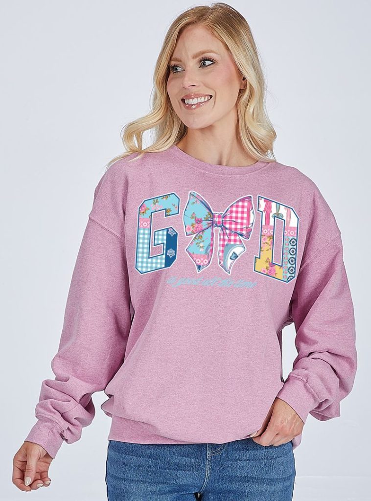 Simply Southern God Bow Long Sleeve Crew Sweatshirt - SimplyCuteTees