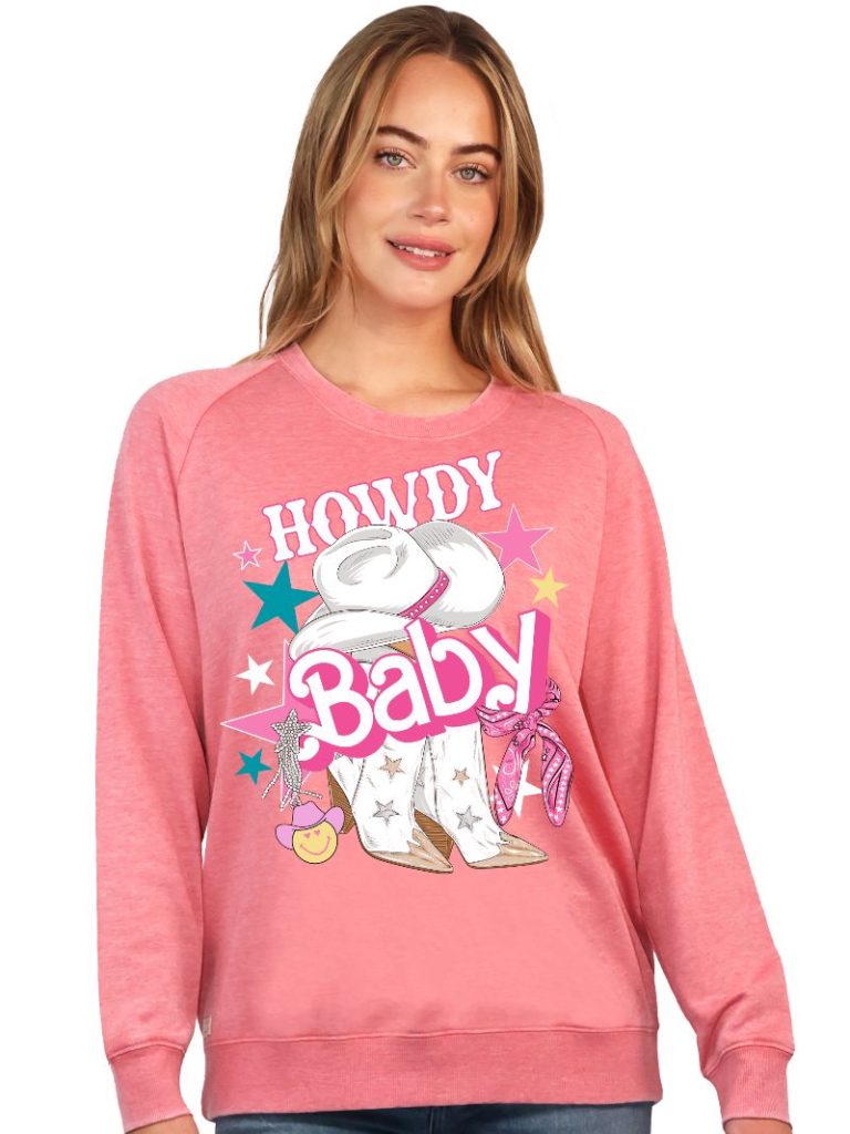 Simply Southern Howdy Baby Long Sleeve Crew Sweatshirt - SimplyCuteTees