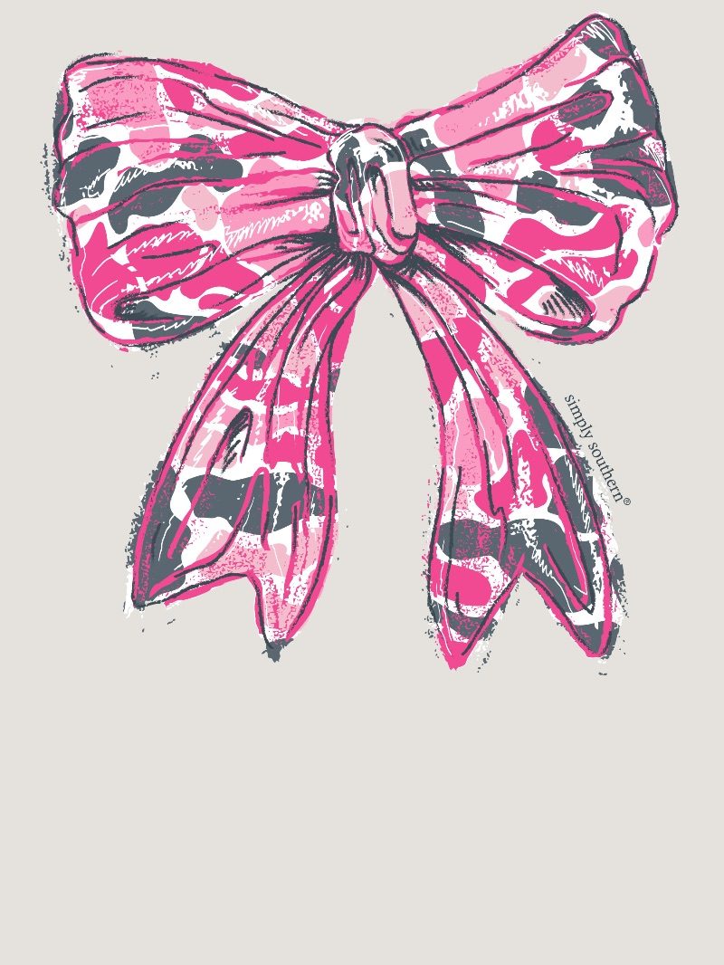 Simply Southern Pink Camo Bow Long Sleeve Crew Sweatshirt - SimplyCuteTees