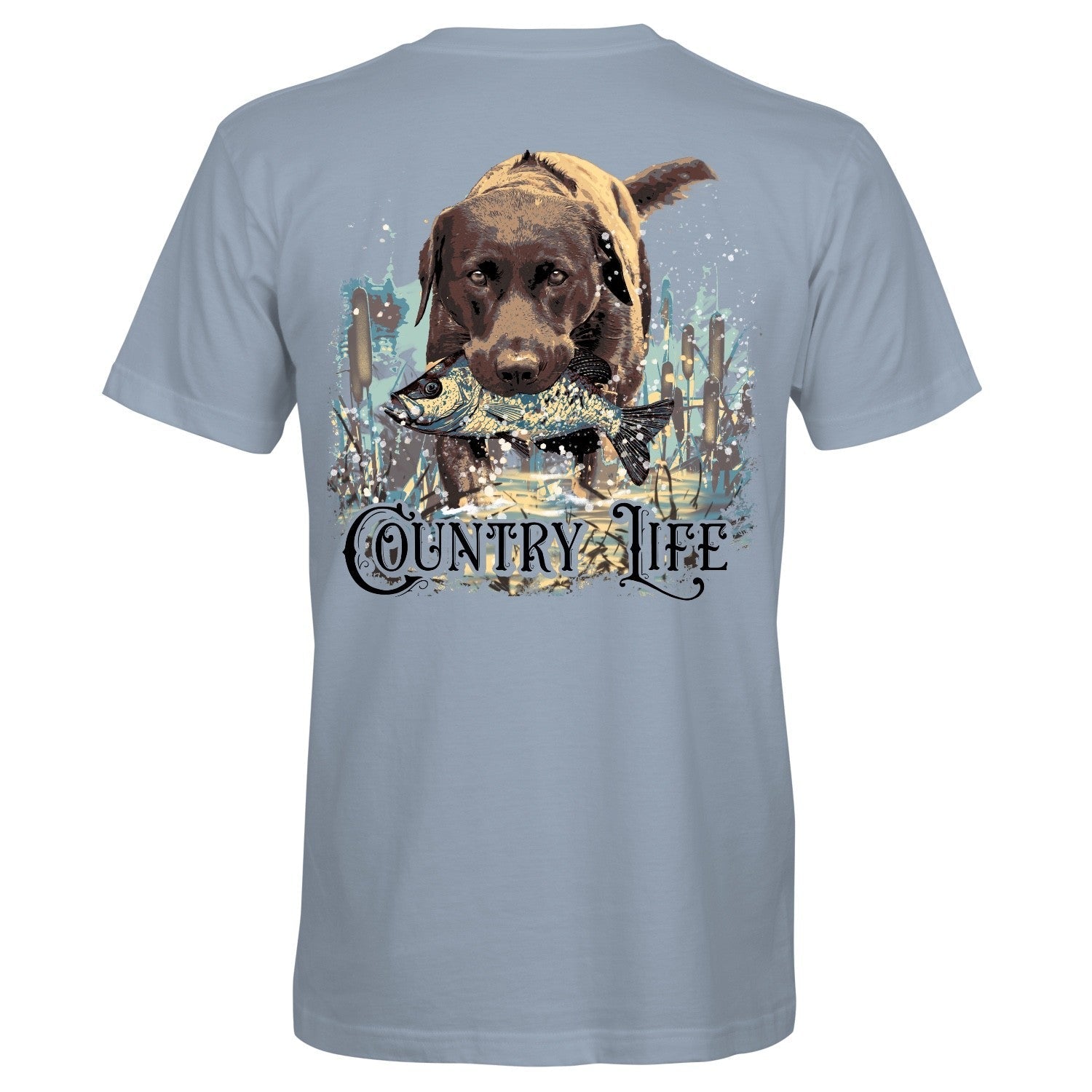 Country Life Outfitters Fishing Dog Unisex Green T-Shirt - SimplyCuteTees