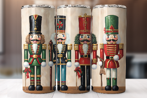 Christmas Nutcracker Soldiers Nutcrackers 20 oz Skinny Tumbler Cup With Straw