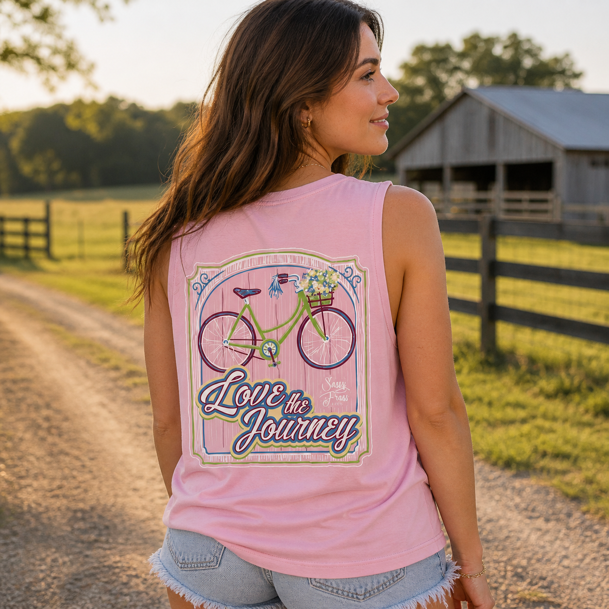 Sassy Frass Love the Journey Bicycle Comfort Colors Bright T Shirt Tank Top