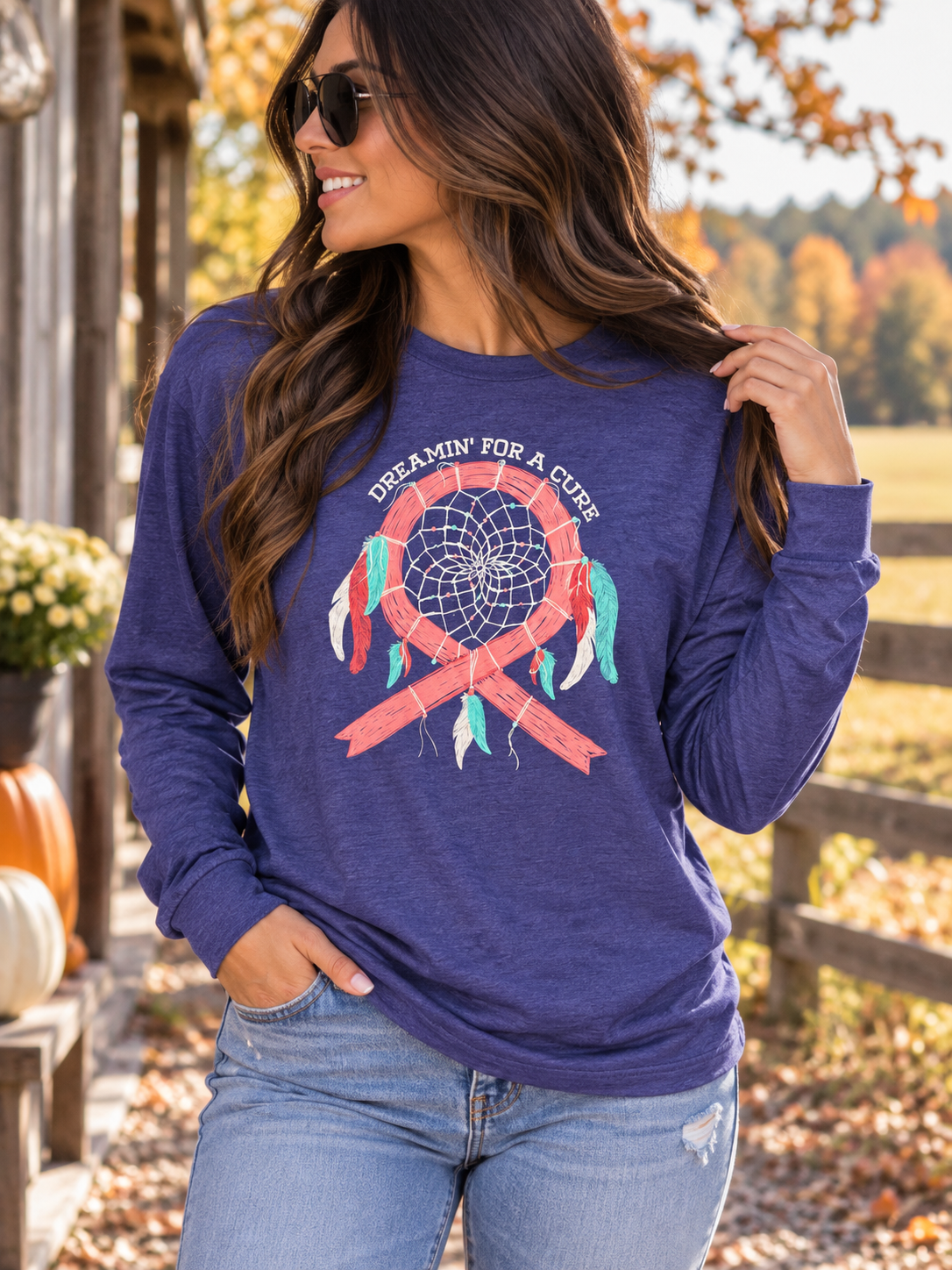 Couture Lightheart Dreamin For A Cure Long Sleeve T-Shirt