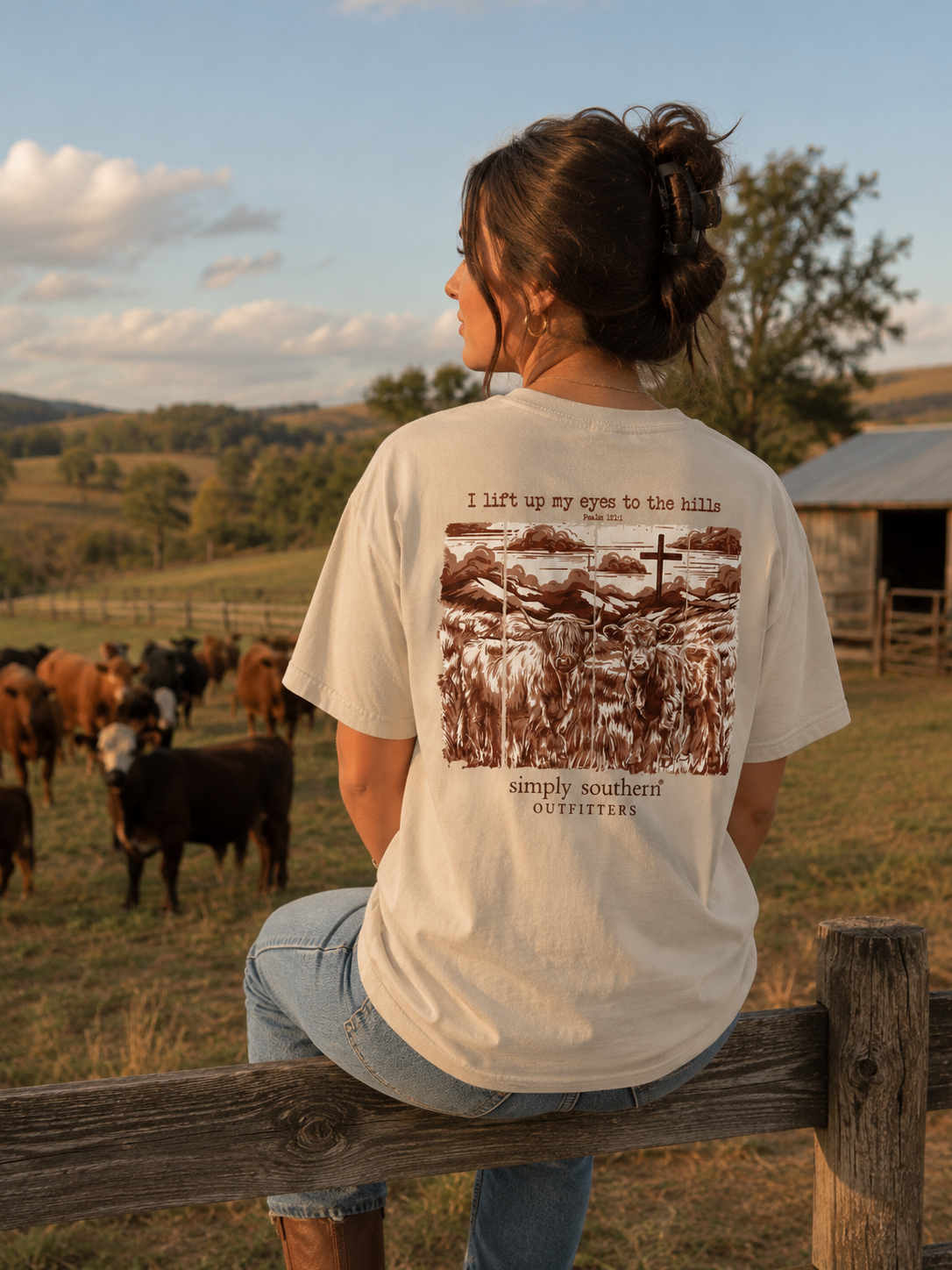 Simply Southern Hills Cow Faith Clay T-Shirt