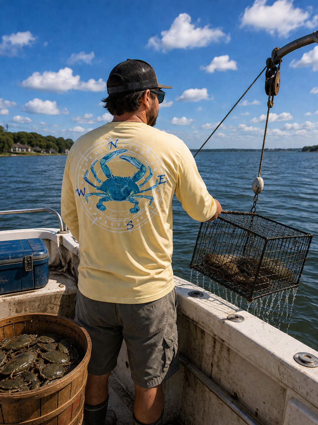 Southern Attitude Tortuga Moon Crab Unisex Sport Tech Swim UV Protection Rashguard Yellow T-Shirt