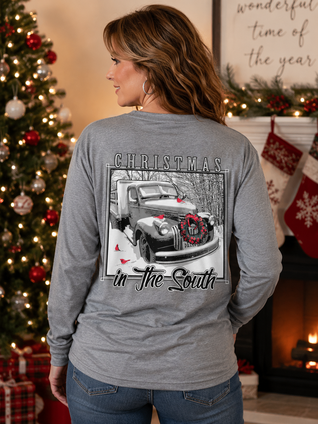 Sassy Frass Christmas in the South Long Sleeve Comfort Colors Bright Girlie T Shirt