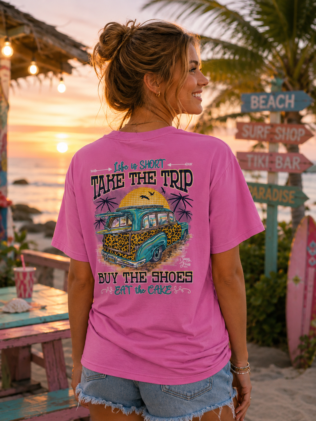 Sassy Frass Life is Short Take the Trip Bright Girlie T Shirt