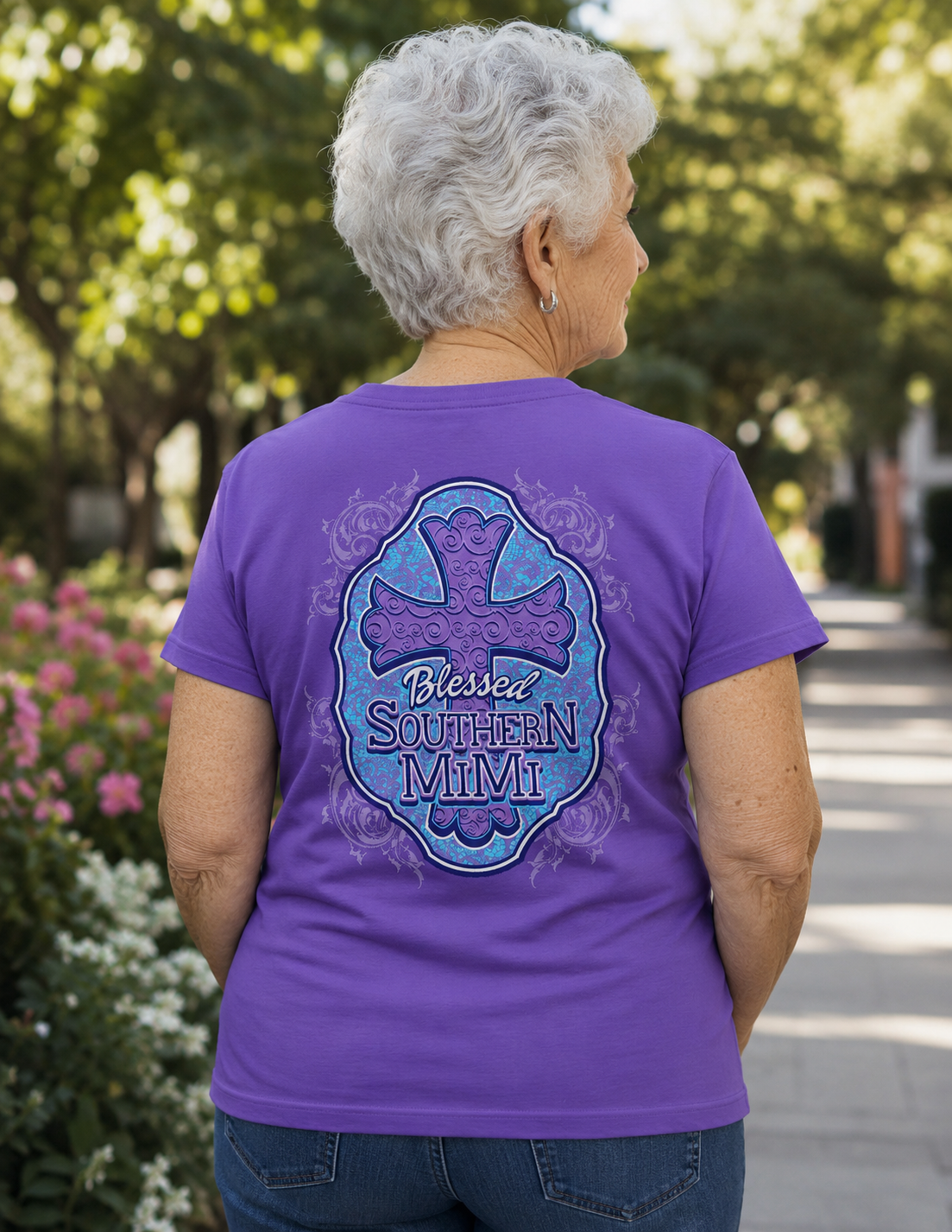 Sale Sassy Frass Blessed Southern Mimi Grandma Granny Nana Cross Christian Girlie Bright T Shirt