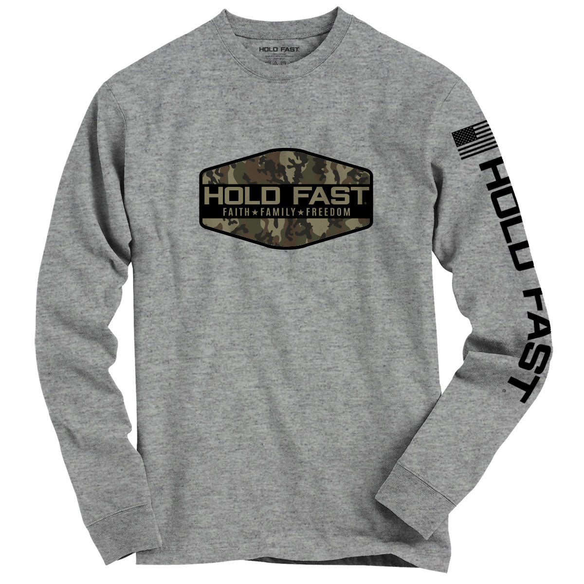 Hold Fast Camo Crest Christian Unisex Long Sleeve T-Shirt