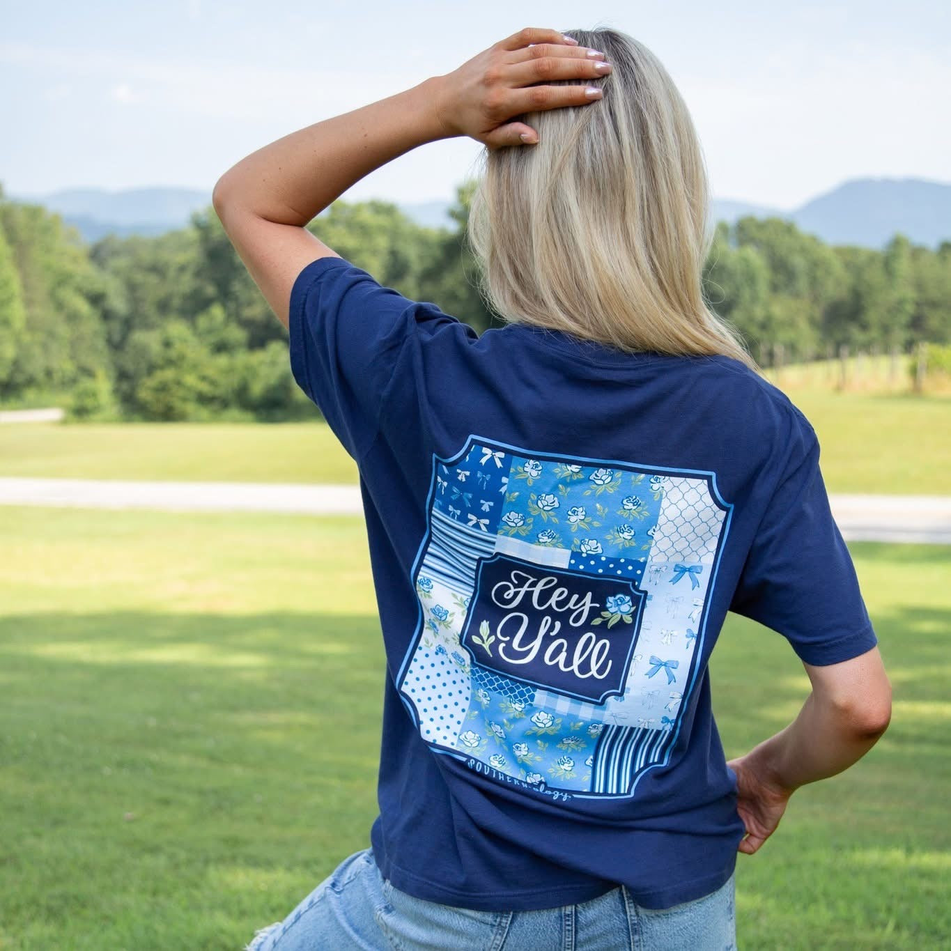 Southernology Patchwork Hey Y'all Comfort Colors T-Shirt - SimplyCuteTees