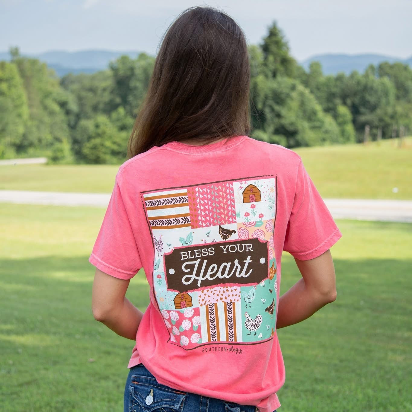Southernology Patchwork Bless Your Heart Comfort Colors T-Shirt - SimplyCuteTees