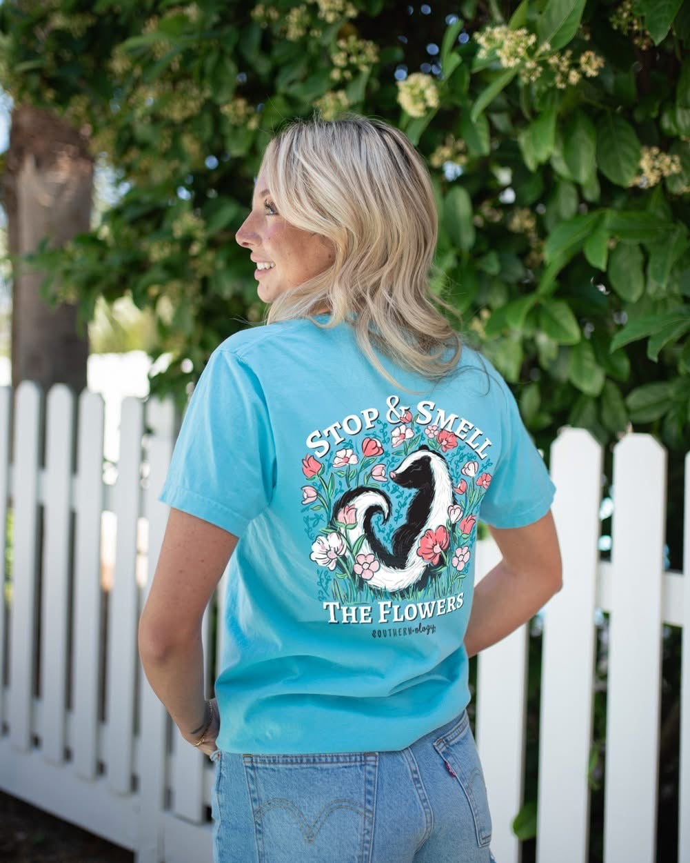 Southernology Stop &amp; Smell the Flowers Comfort Colors T-Shirt - SimplyCuteTees
