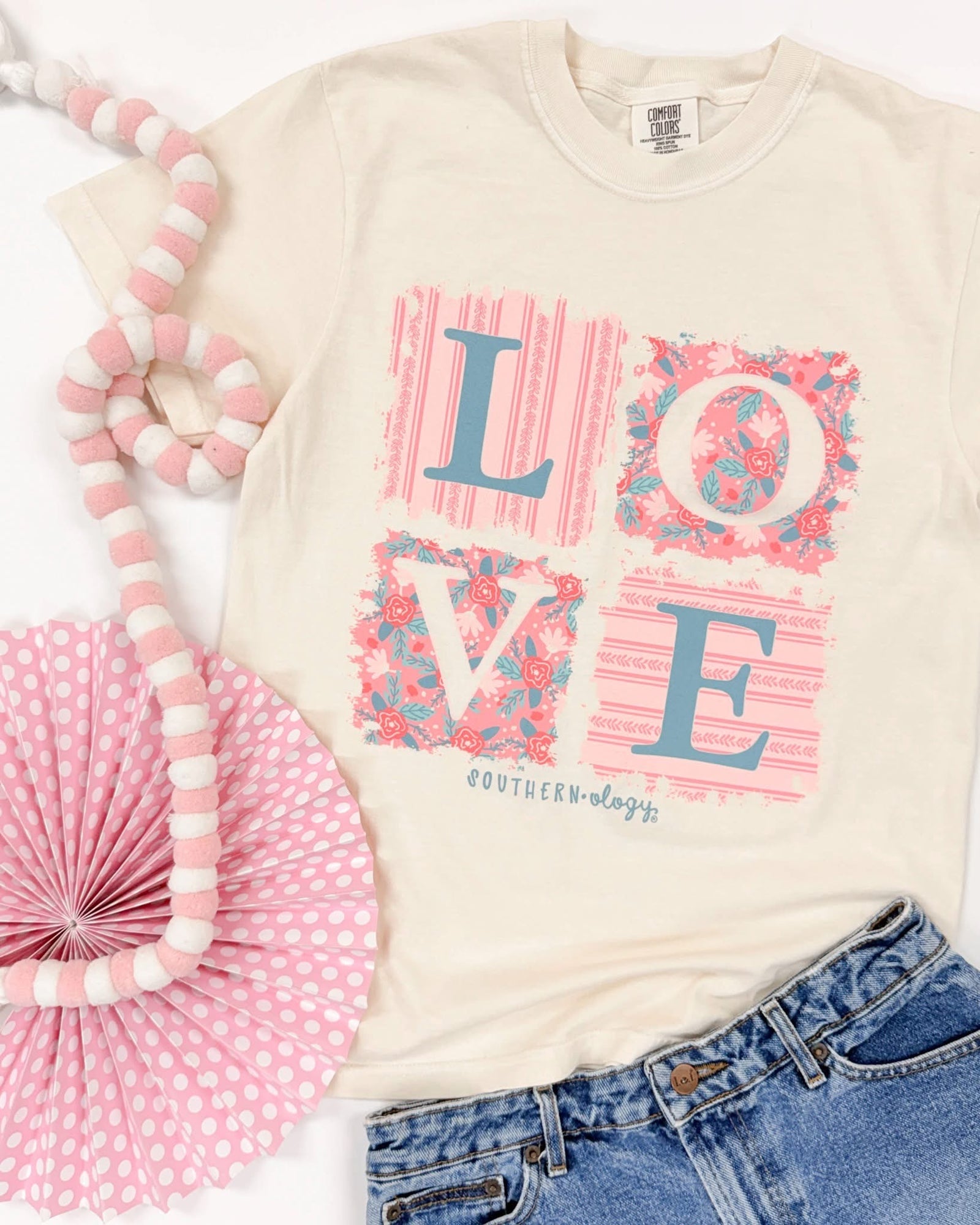 Southernology Love Patchwork Comfort Colors T-Shirt