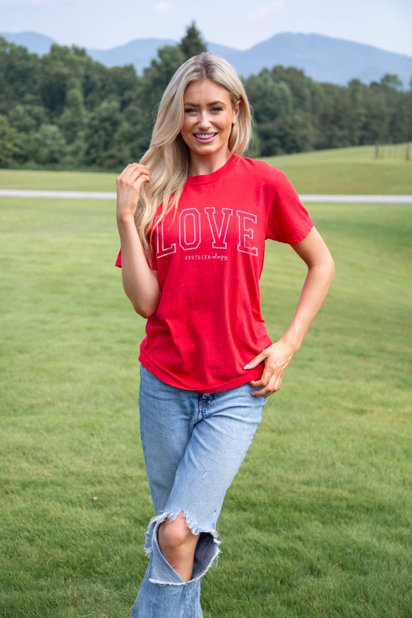 Southernology Love Varsity Block Comfort Colors T-Shirt - SimplyCuteTees