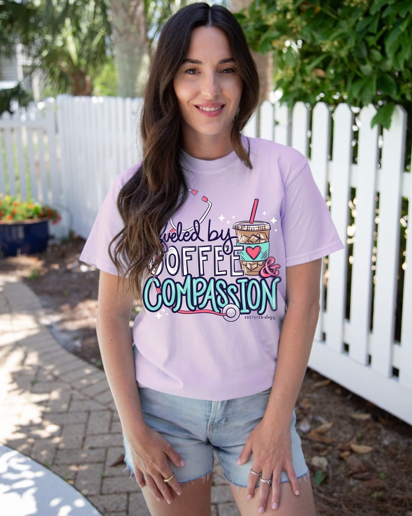 Southernology Coffee and Compassion Scrub Comfort Colors T-Shirt