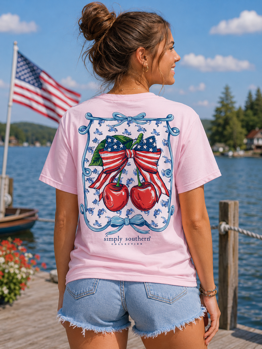 Simply Southern USA Cherry Peony T-Shirt
