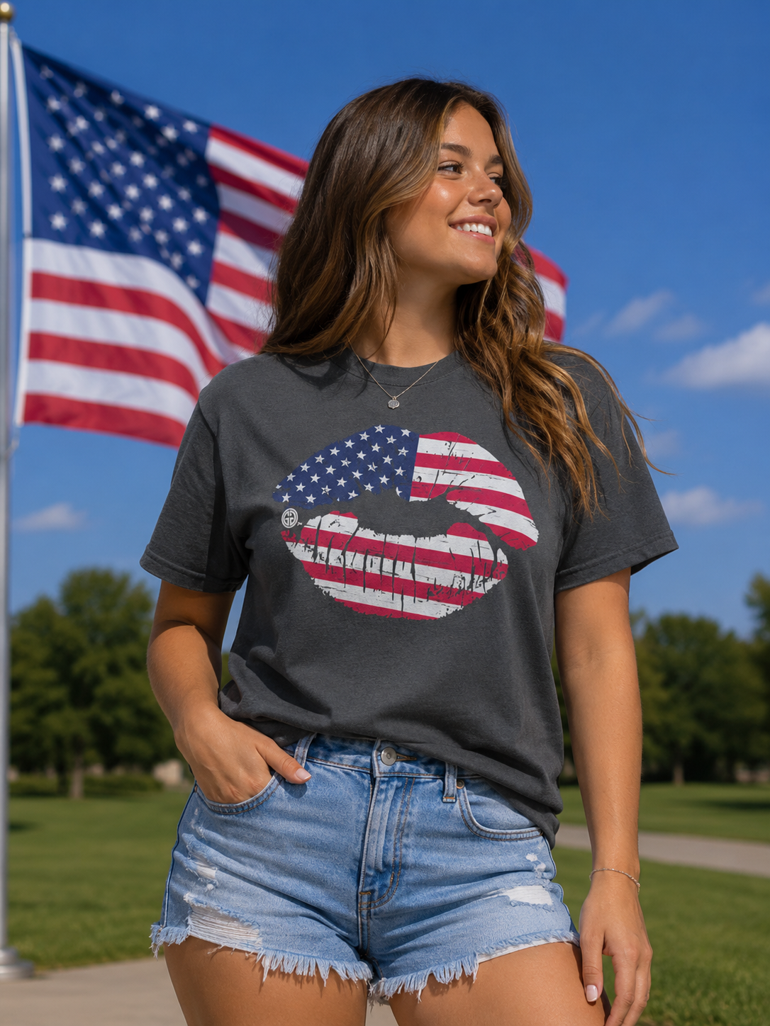 Girlie Girl Originals USA American Lips T-Shirt