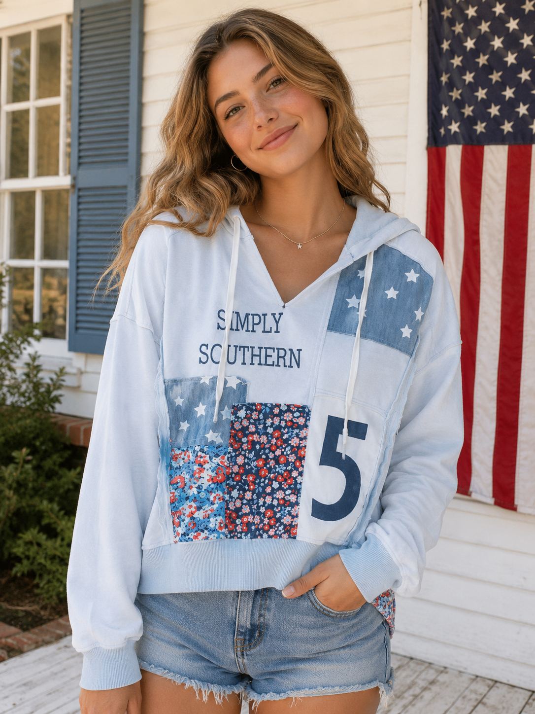 Simply Southern USA Patchwork Hoodie