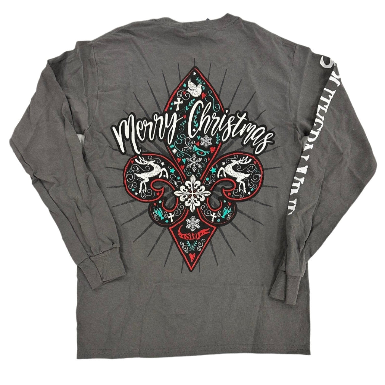 SALE Southern Vine Fleur De Lis Christmas Holiday Long Sleeve T-Shirt