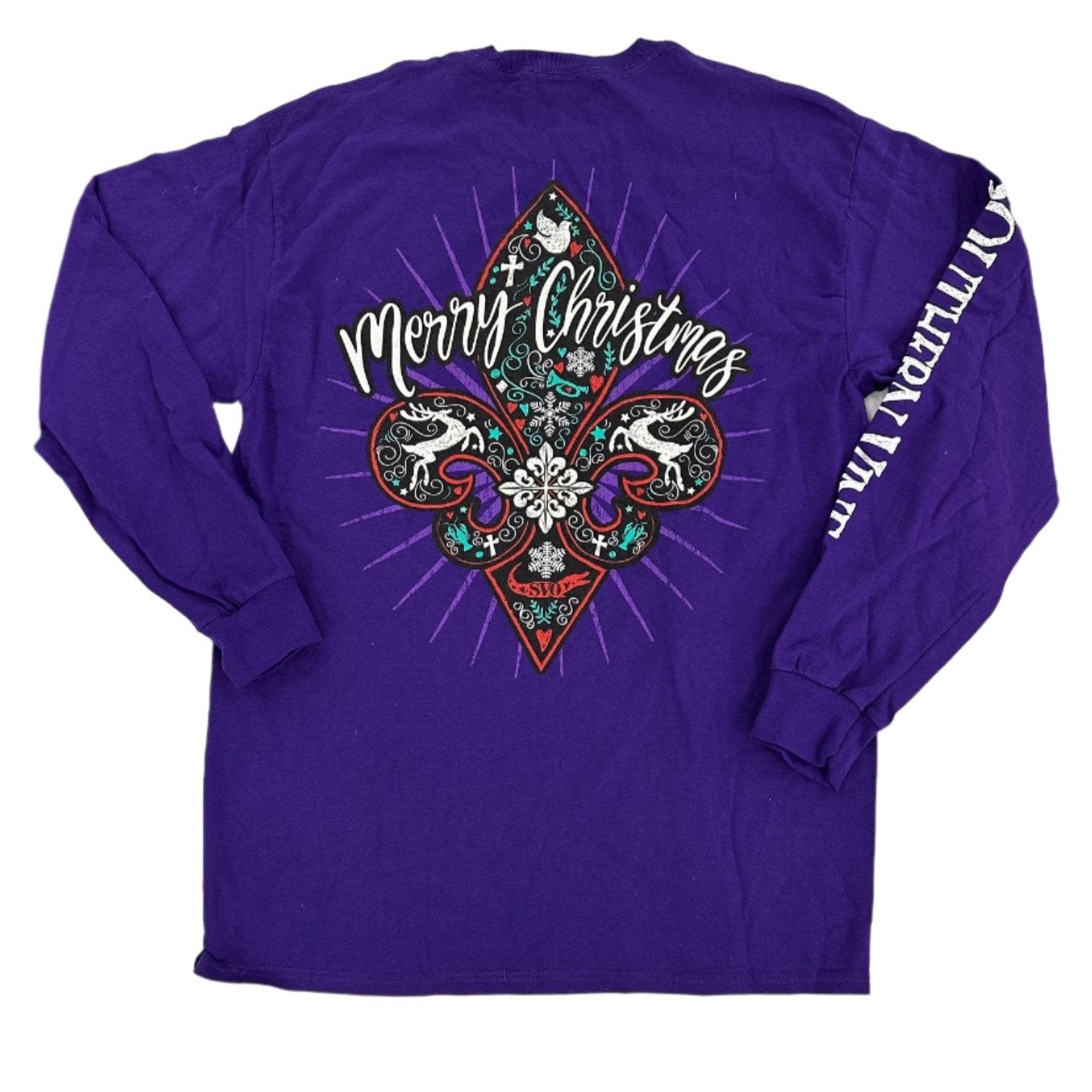 SALE Southern Vine Fleur De Lis Christmas Holiday Long Sleeve T-Shirt
