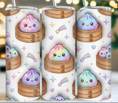 Squishy Dumpling 20 oz Skinny Tumbler Cup With Straw