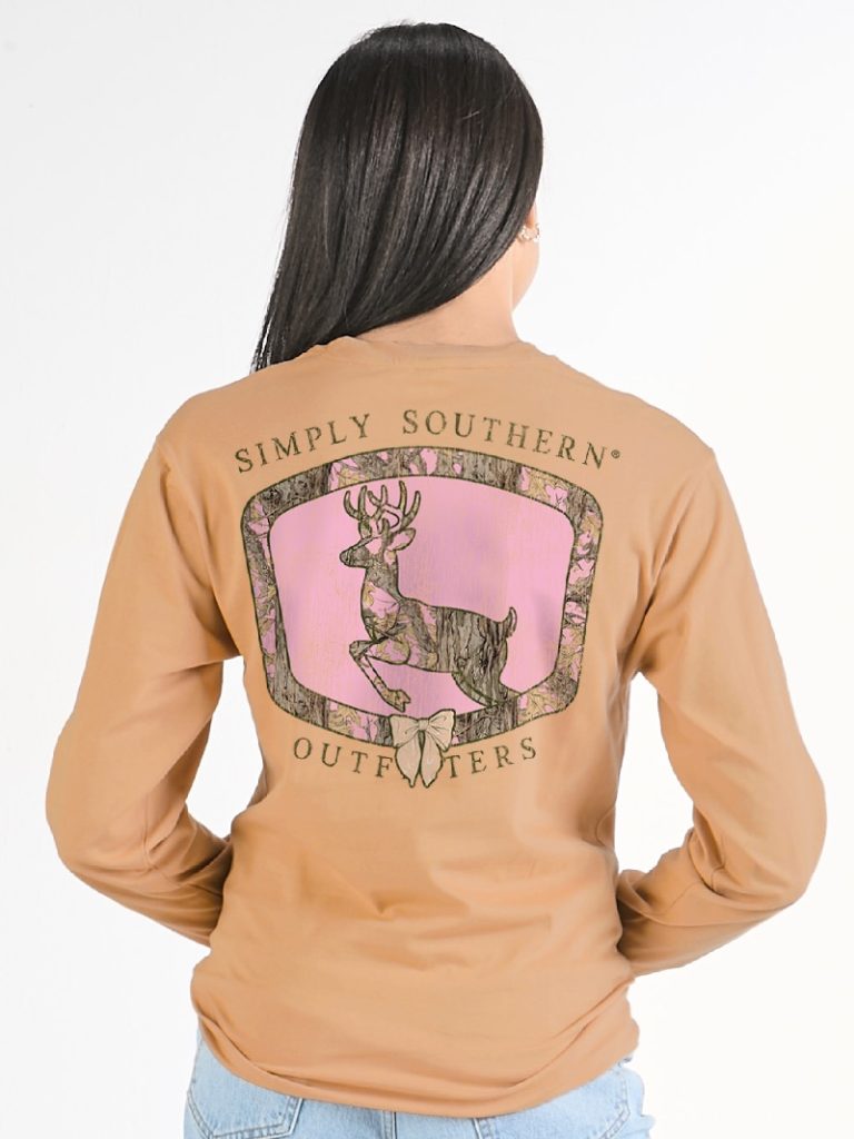 Simply Southern Pink Camo Deer Long Sleeve T-Shirt - SimplyCuteTees