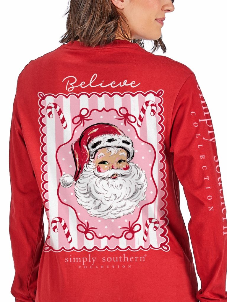 Simply Southern Believe Santa Frame Holiday Long Sleeve T-Shirt