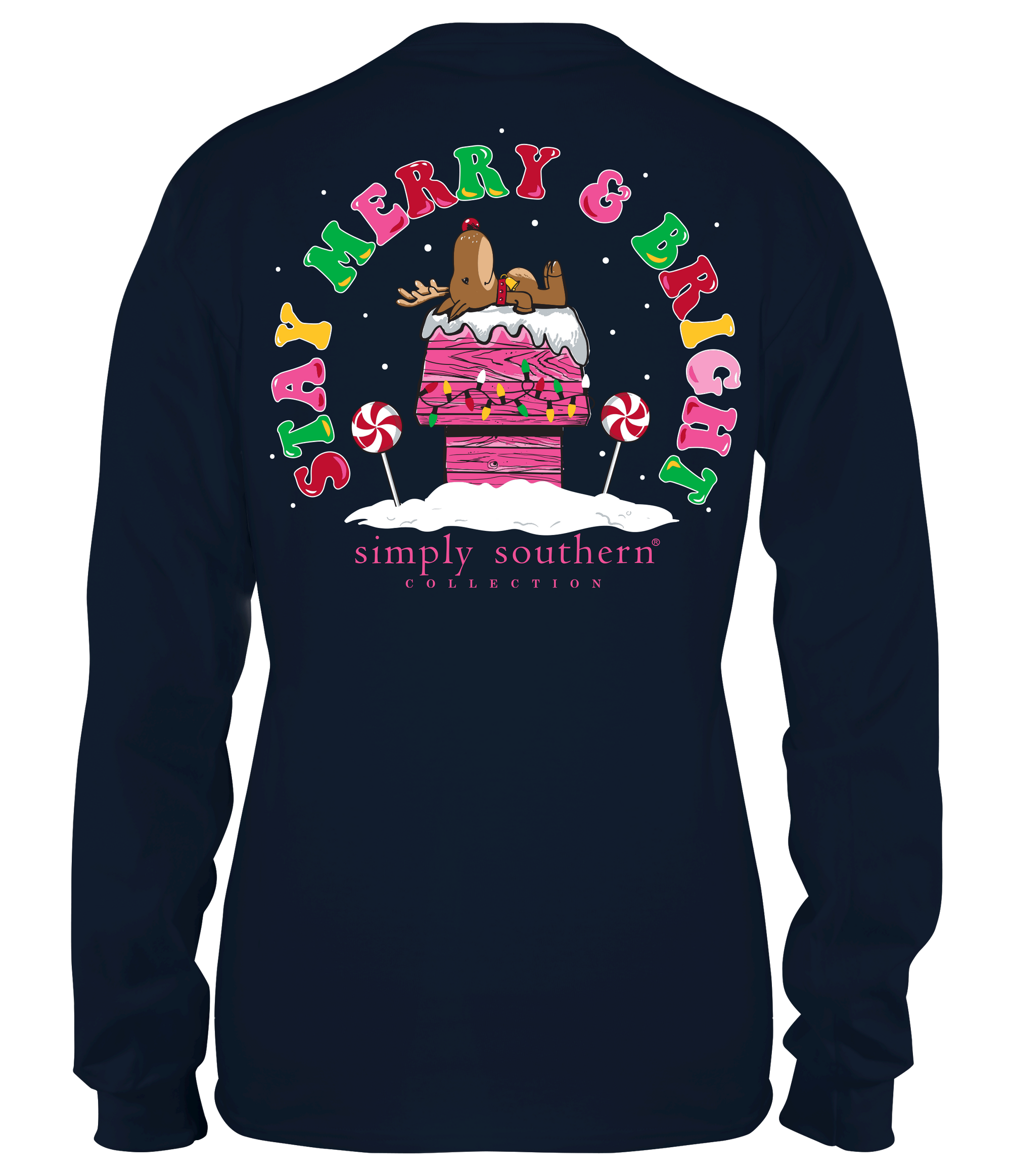 Simply Southern Merry &amp; Bright Deer Holiday Long Sleeve T-Shirt