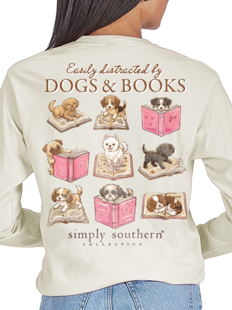 Simply Southern Dogs &amp; Books Linen Long Sleeve T-Shirt