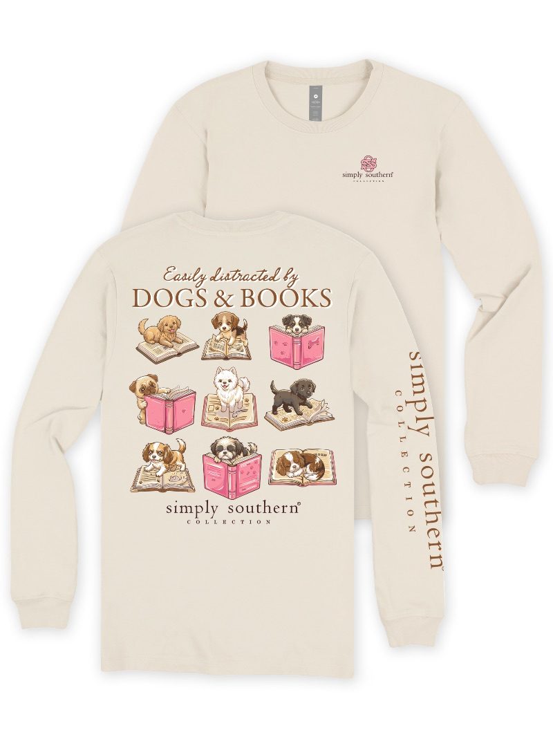 Simply Southern Dogs &amp; Books Linen Long Sleeve T-Shirt