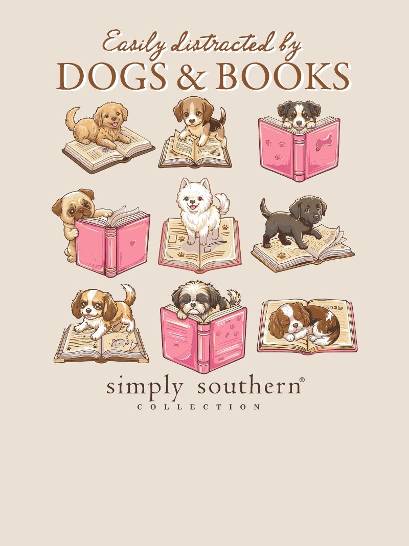 Simply Southern Dogs &amp; Books Linen Long Sleeve T-Shirt
