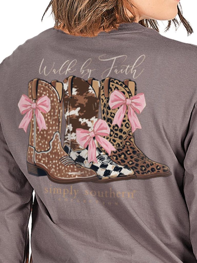 Simply Southern Walk By Faith Boots Long Sleeve T-Shirt