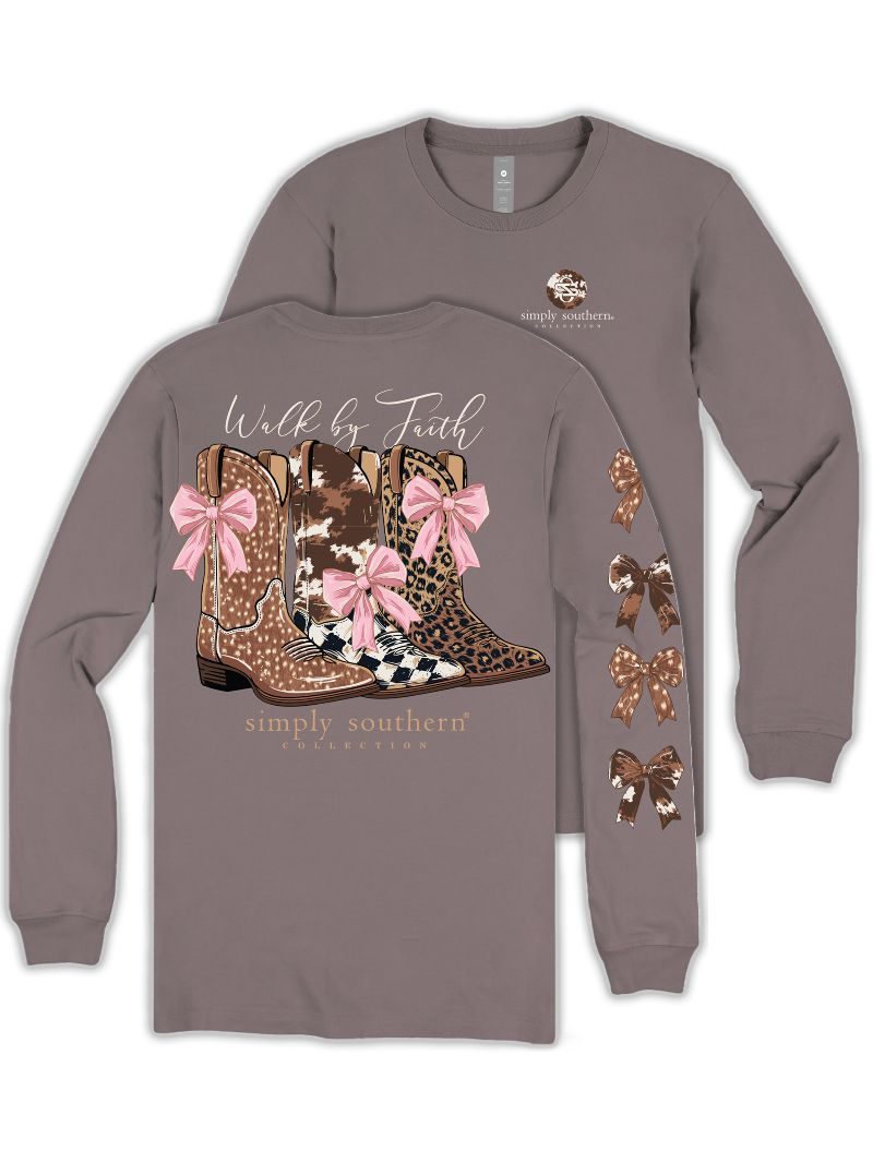 Simply Southern Walk By Faith Boots Long Sleeve T-Shirt