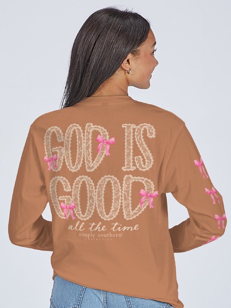Simply Southern God Is Good Bow Long Sleeve T-Shirt - SimplyCuteTees