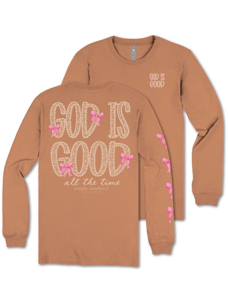 Simply Southern God Is Good Bow Long Sleeve T-Shirt - SimplyCuteTees