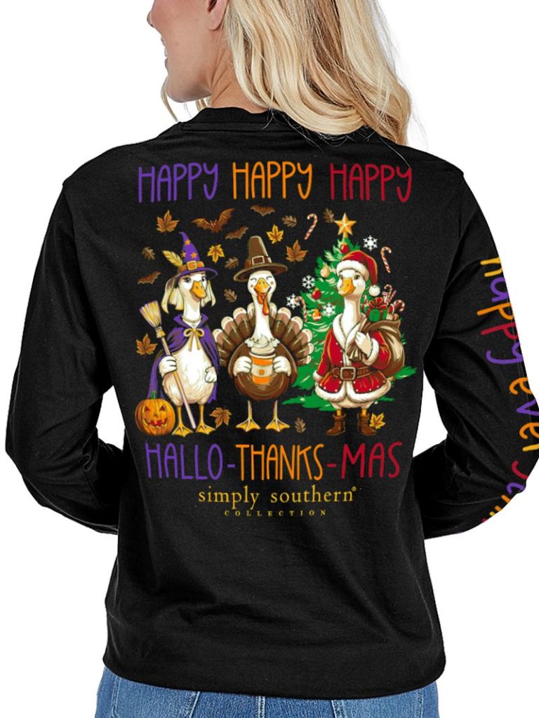 Simply Southern Happy Everything Goose Fall Holiday Long Sleeve T-Shirt