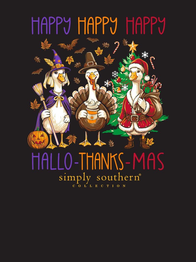 Simply Southern Happy Everything Goose Fall Holiday Long Sleeve T-Shirt
