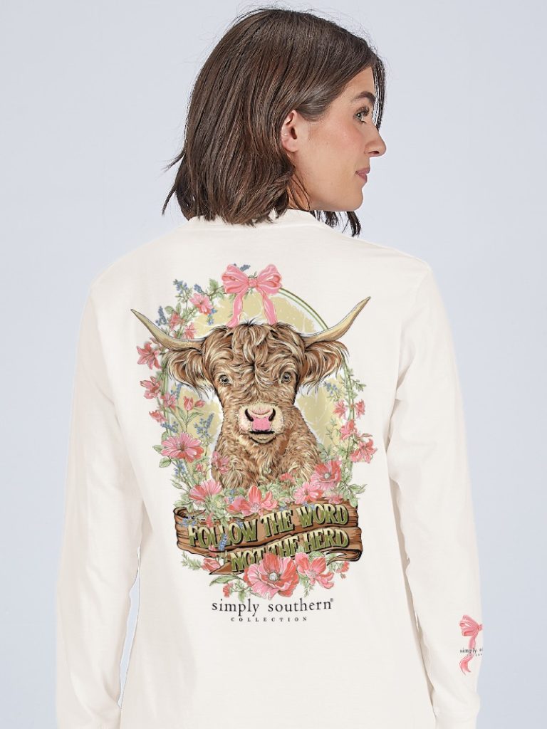 Simply Southern Herd Cow Bow Long Sleeve T-Shirt - SimplyCuteTees