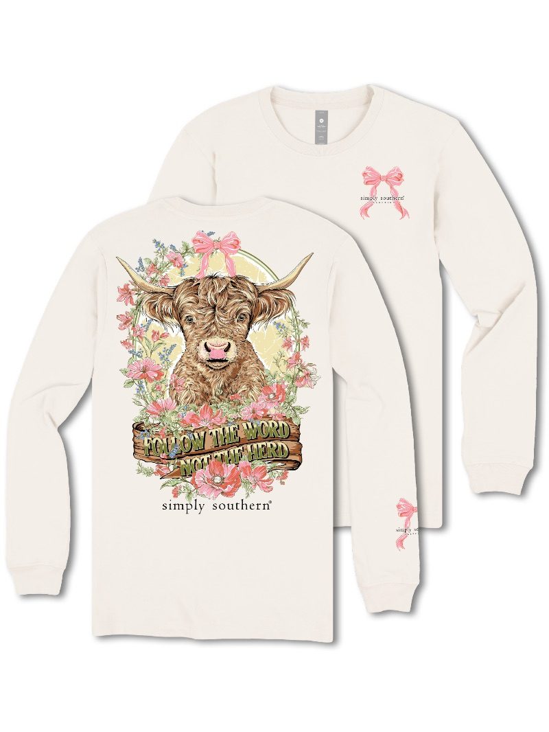 Simply Southern Herd Cow Bow Long Sleeve T-Shirt - SimplyCuteTees