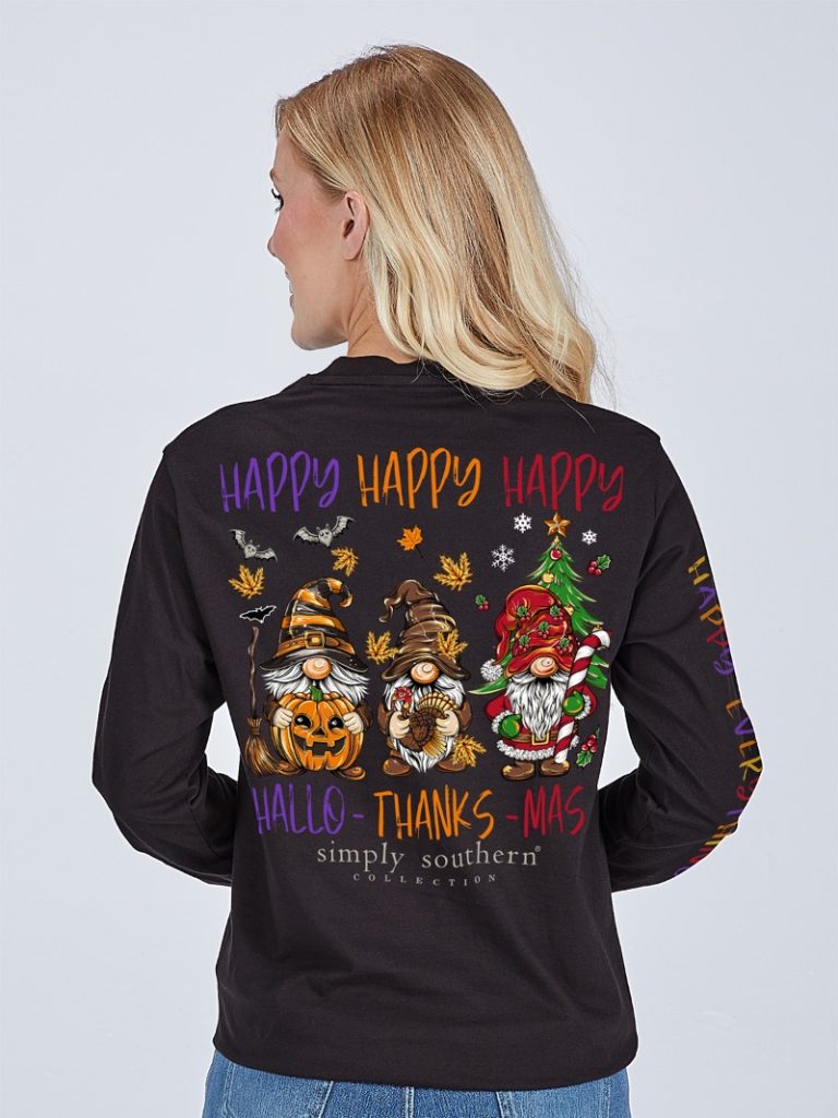 Simply Southern Happy Everything Gnomes Fall Holiday Long Sleeve T-Shirt