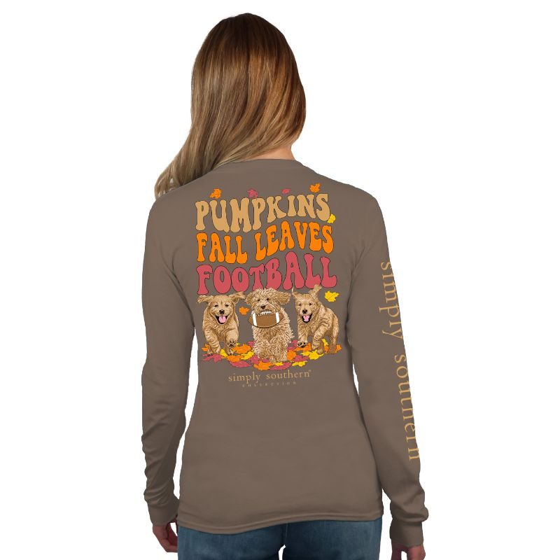 SALE Simply Southern Fall Leaves Football Long Sleeve T-Shirt