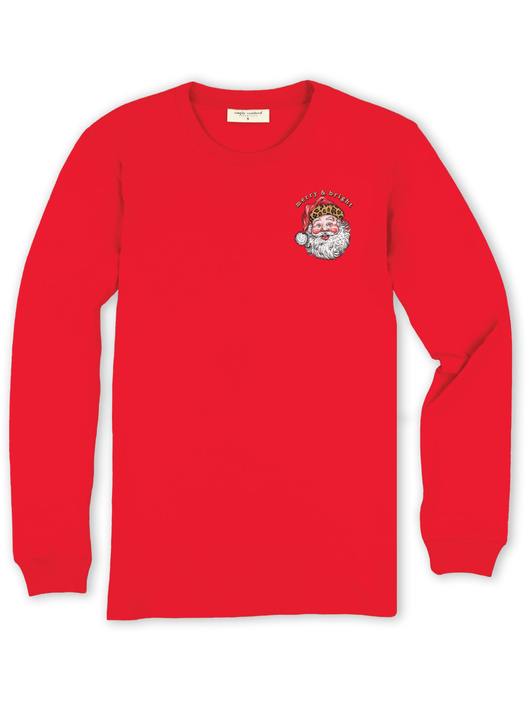 Simply Southern Leopard Santa Holiday Long Sleeve T-Shirt