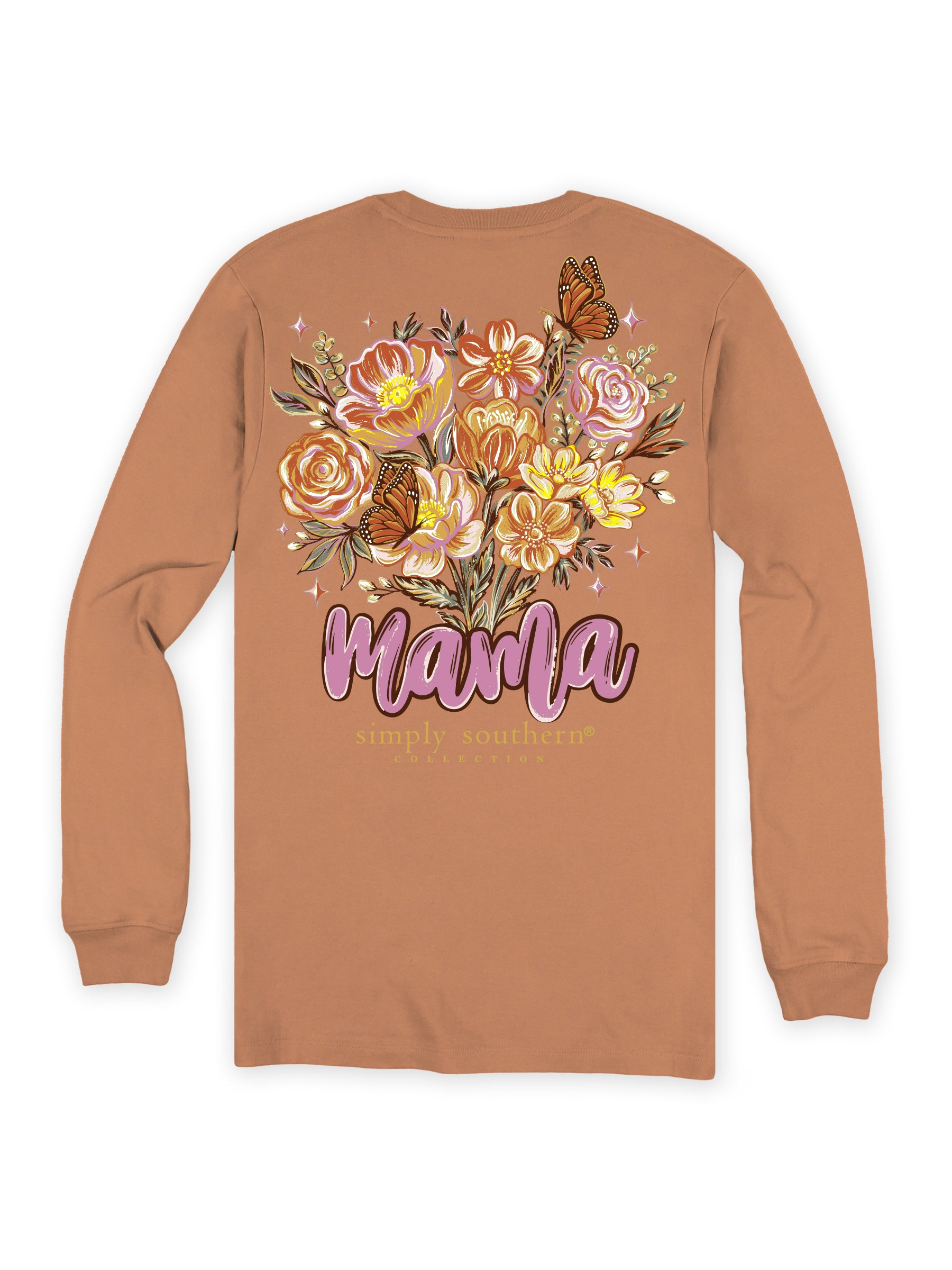 Simply Southern Mama Flowers Chestnut Long Sleeve T-Shirt