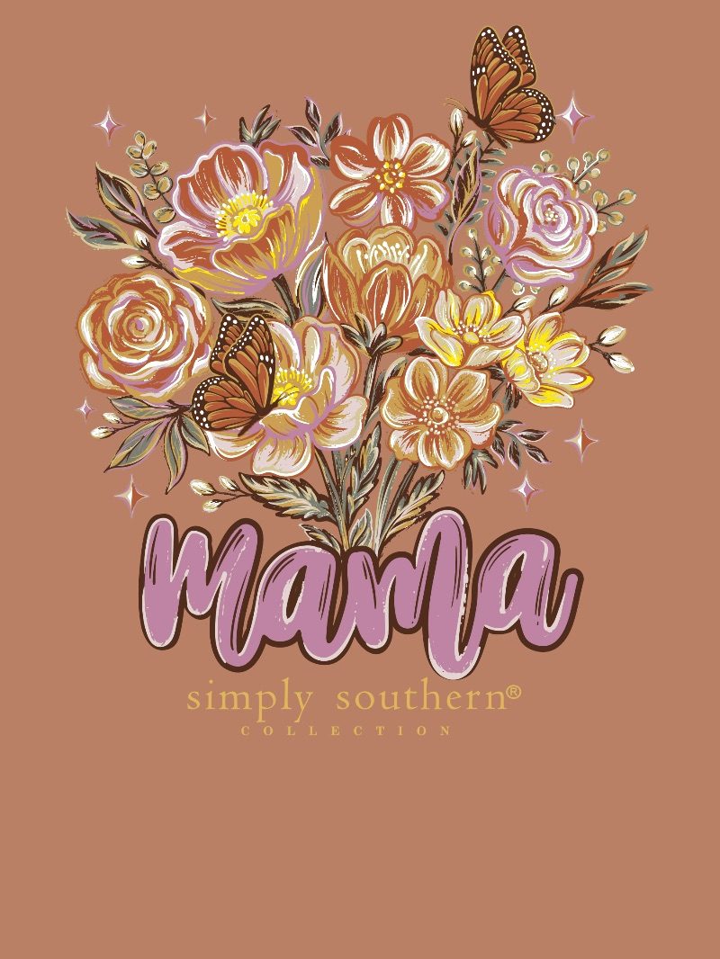 Simply Southern Mama Flowers Chestnut Long Sleeve T-Shirt