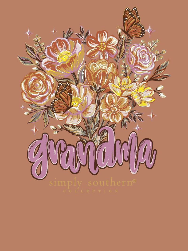 Simply Southern Grandma Flowers Chestnut Long Sleeve T-Shirt