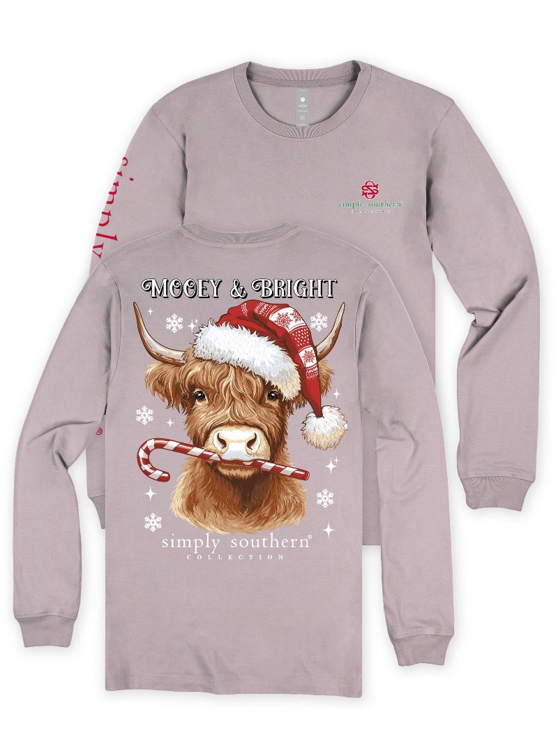 Simply Southern Mooey &amp; Bright Cow Holiday Long Sleeve T-Shirt